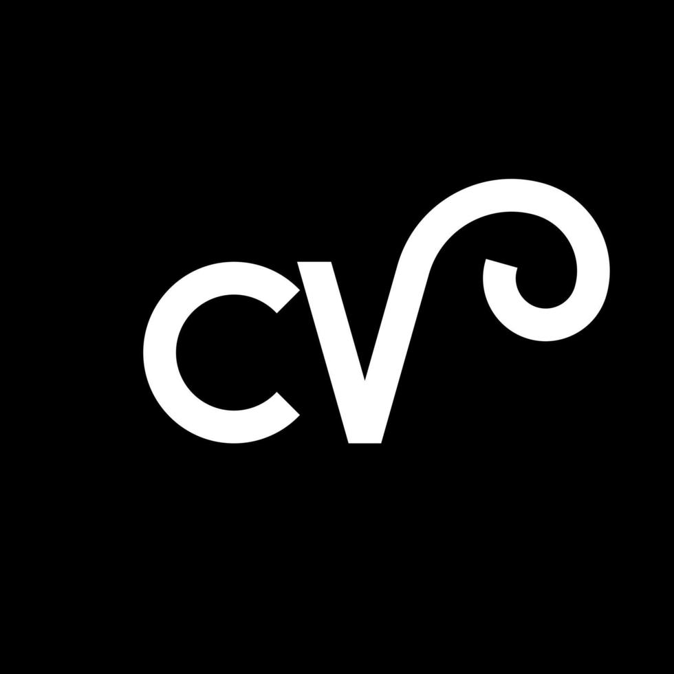 diseño de logotipo de letra cv sobre fondo negro. concepto de logotipo de letra de iniciales creativas cv. diseño de carta cv. cv diseño de letra blanca sobre fondo negro. cv, logotipo de cv vector
