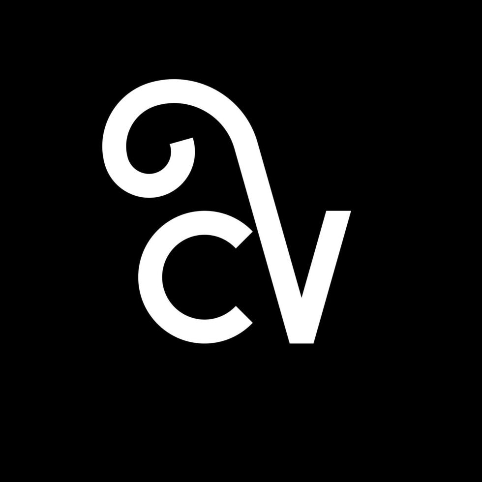 diseño de logotipo de letra cv sobre fondo negro. concepto de logotipo de letra de iniciales creativas cv. diseño de carta cv. cv diseño de letra blanca sobre fondo negro. cv, logotipo de cv vector