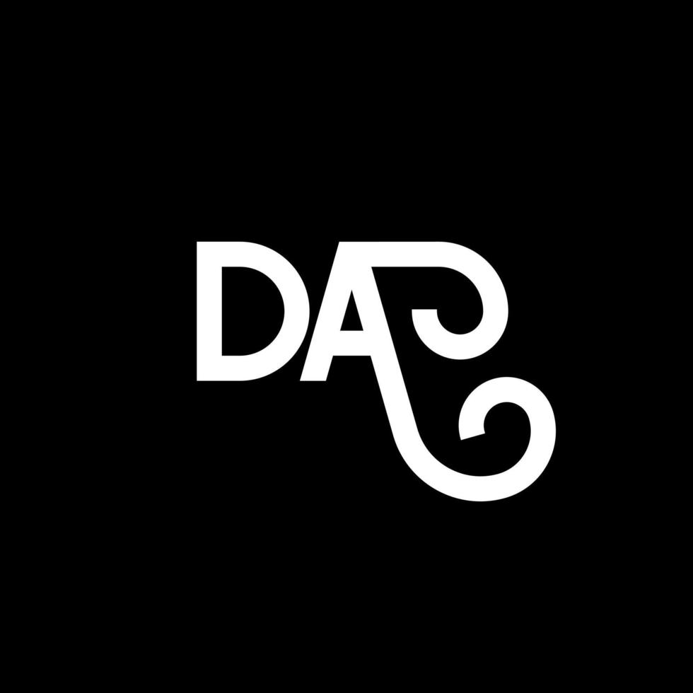 DA letter logo design on black background. DA creative initials letter