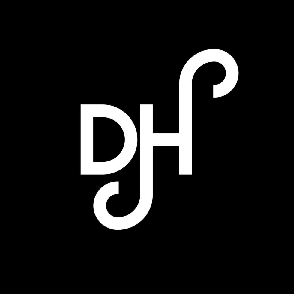 diseño del logotipo de la letra dh sobre fondo negro. concepto de logotipo de letra de iniciales creativas dh. diseño de letras dh. dh diseño de letras blancas sobre fondo negro. logotipo de dh, dh vector