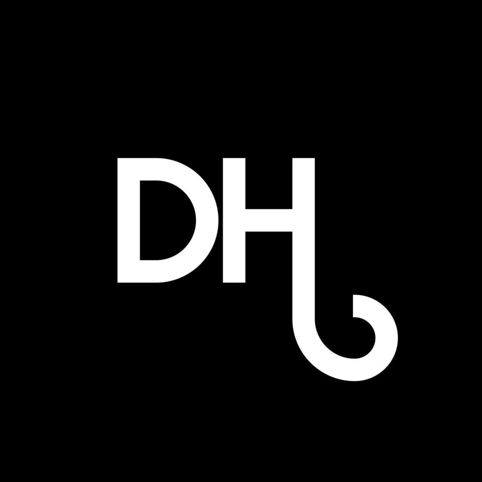 diseño del logotipo de la letra dh sobre fondo negro. concepto de logotipo de letra de iniciales creativas dh. diseño de letras dh. dh diseño de letras blancas sobre fondo negro. logotipo de dh, dh vector