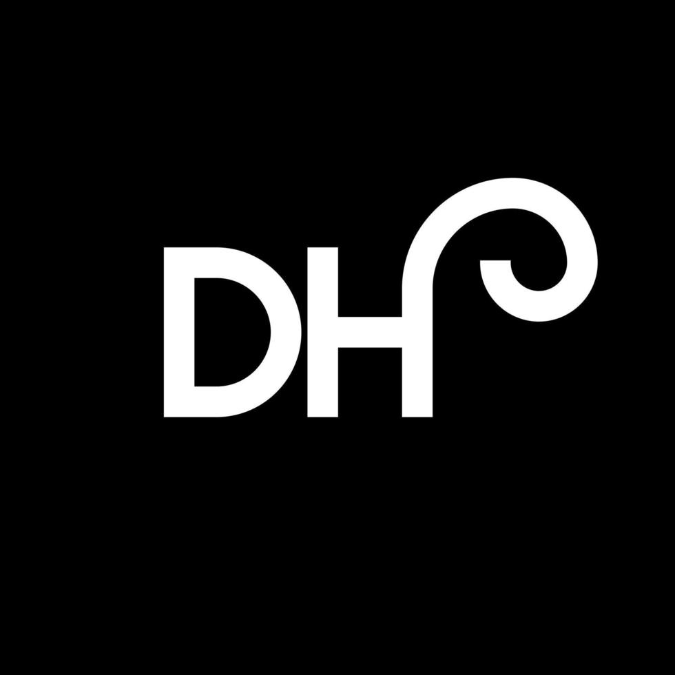 diseño del logotipo de la letra dh sobre fondo negro. concepto de logotipo de letra de iniciales creativas dh. diseño de letras dh. dh diseño de letras blancas sobre fondo negro. logotipo de dh, dh vector