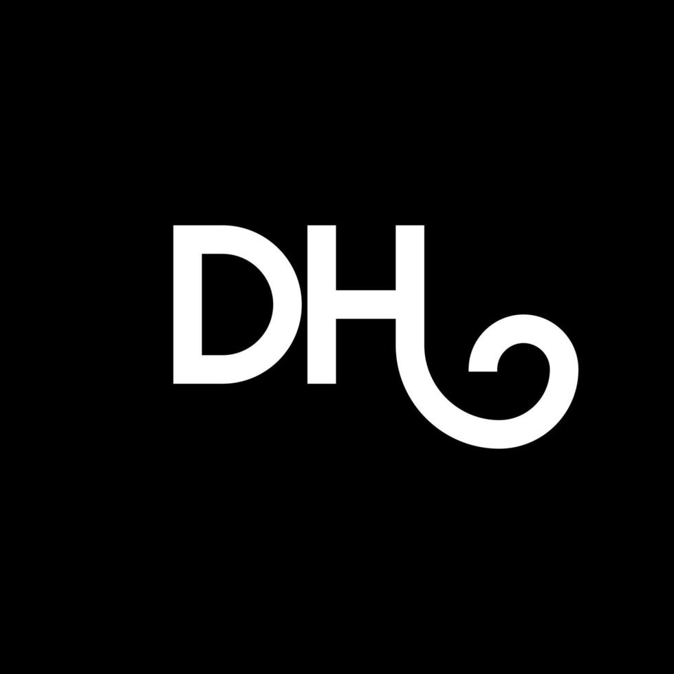 diseño del logotipo de la letra dh sobre fondo negro. concepto de logotipo de letra de iniciales creativas dh. diseño de letras dh. dh diseño de letras blancas sobre fondo negro. logotipo de dh, dh vector