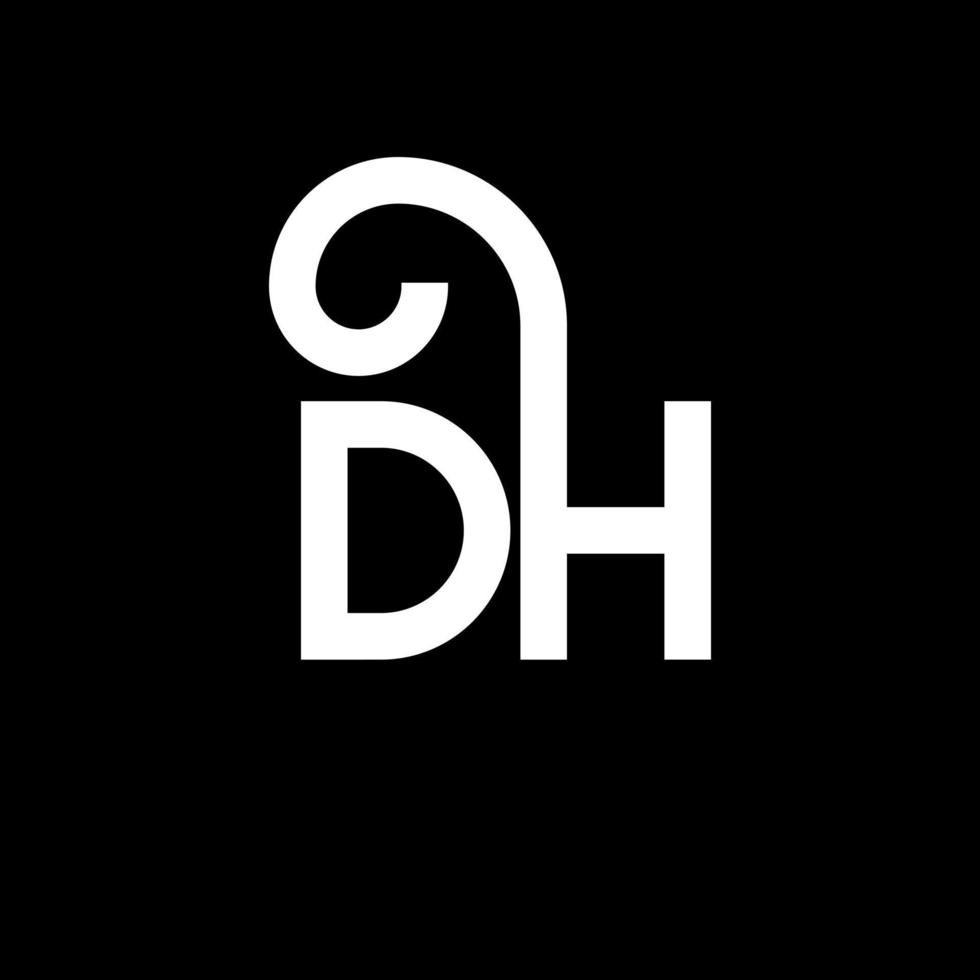 diseño del logotipo de la letra dh sobre fondo negro. concepto de logotipo de letra de iniciales creativas dh. diseño de letras dh. dh diseño de letras blancas sobre fondo negro. logotipo de dh, dh vector