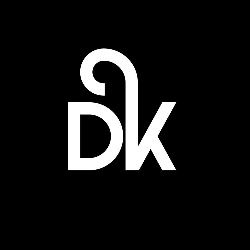 diseño del logotipo de la letra dk sobre fondo negro. concepto de logotipo de letra de iniciales creativas dk. diseño de letras dk. dk diseño de letras blancas sobre fondo negro. logotipo de dk, dk vector