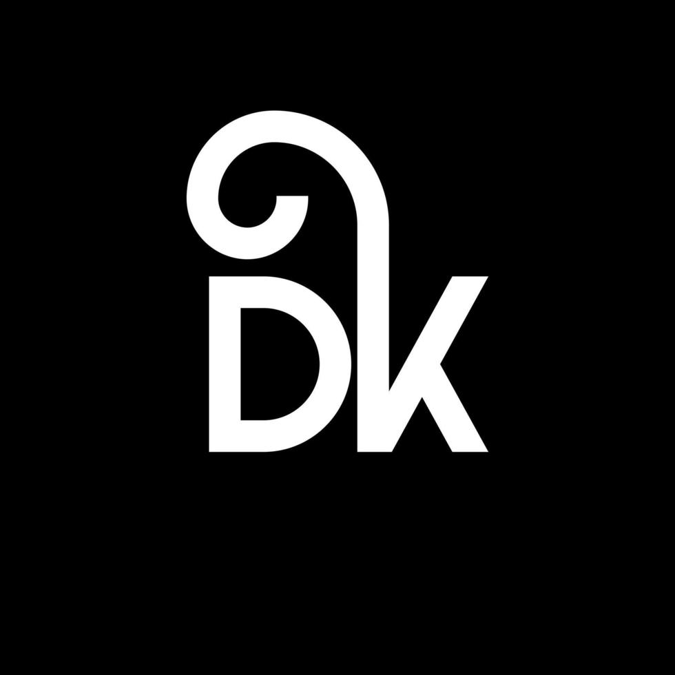 diseño del logotipo de la letra dk sobre fondo negro. concepto de logotipo de letra de iniciales creativas dk. diseño de letras dk. dk diseño de letras blancas sobre fondo negro. logotipo de dk, dk vector