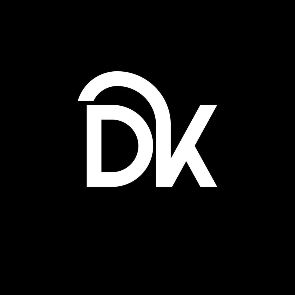 diseño del logotipo de la letra dk sobre fondo negro. concepto de logotipo de letra de iniciales creativas dk. diseño de letras dk. dk diseño de letras blancas sobre fondo negro. logotipo de dk, dk vector