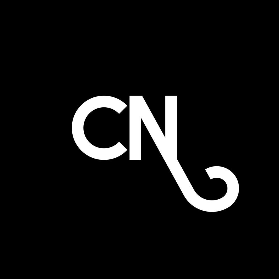 diseño de logotipo de letra cn sobre fondo negro. cn concepto de logotipo de letra de iniciales creativas. diseño de letras cn. cn diseño de letras blancas sobre fondo negro. cn, logotipo de cn vector