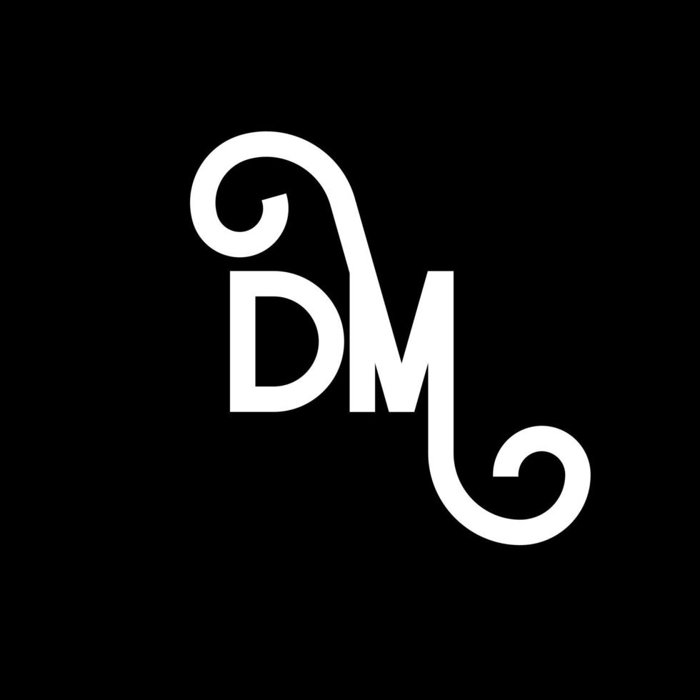 diseño de logotipo de letra dm sobre fondo negro. concepto de logotipo de letra de iniciales creativas dm. diseño de letra dm. dm diseño de letras blancas sobre fondo negro. logotipo de dm, dm vector