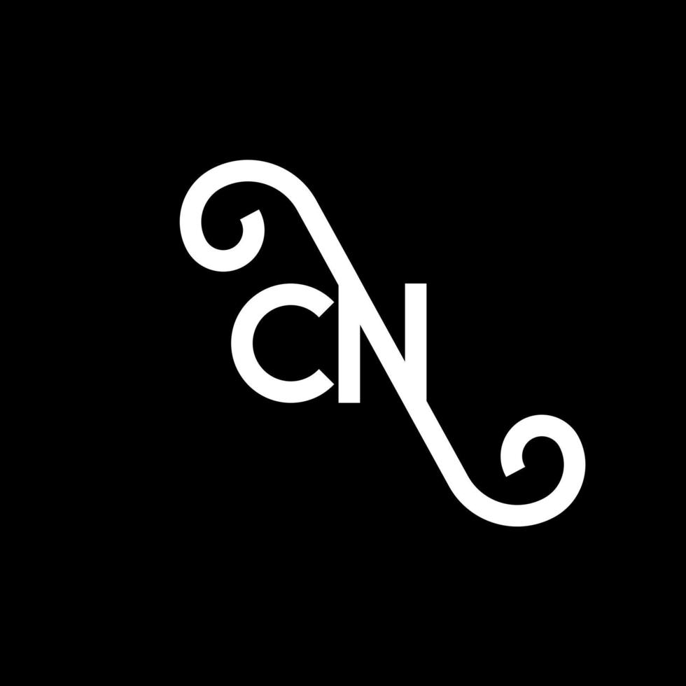 diseño de logotipo de letra cn sobre fondo negro. cn concepto de logotipo de letra de iniciales creativas. diseño de letras cn. cn diseño de letras blancas sobre fondo negro. cn, logotipo de cn vector