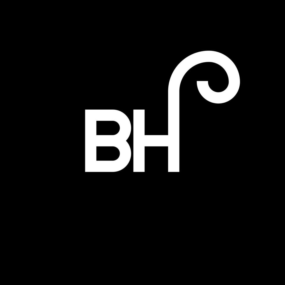 diseño de logotipo de letra bh sobre fondo negro. concepto de logotipo de letra de iniciales creativas bh. diseño de letra bh. bh diseño de letras blancas sobre fondo negro. bh bh logotipo vector