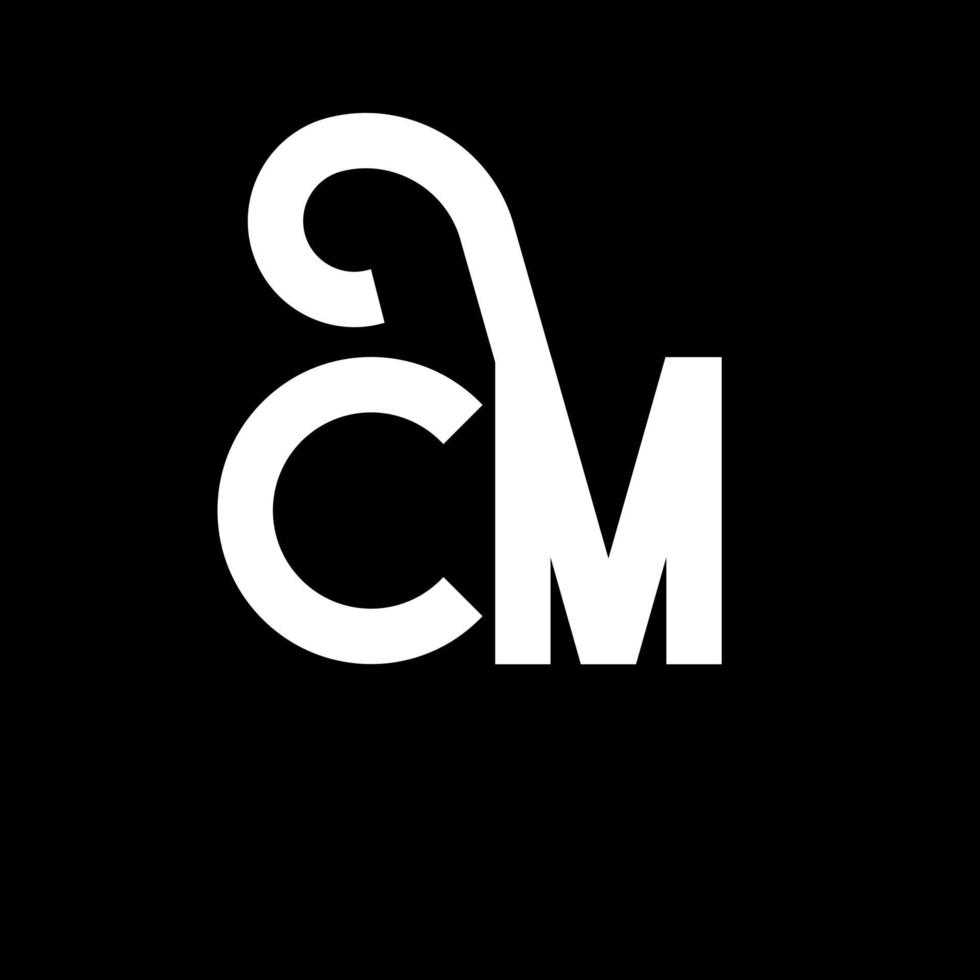 CM letter logo design on black background. CM creative initials letter logo concept. cm letter design. CM white letter design on black background. C M, c m logo vector