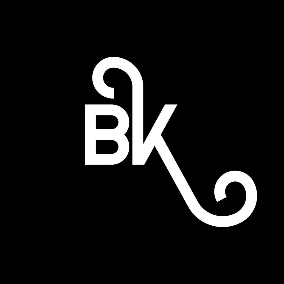 diseño de logotipo de letra bk sobre fondo negro. concepto de logotipo de letra de iniciales creativas bk. diseño de letras bk. bk diseño de letras blancas sobre fondo negro. bk, logotipo de bk vector