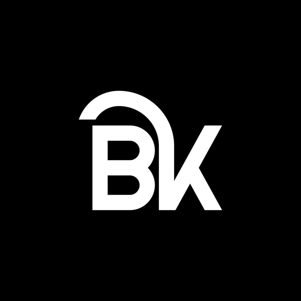 diseño de logotipo de letra bk sobre fondo negro. concepto de logotipo de letra de iniciales creativas bk. diseño de letras bk. bk diseño de letras blancas sobre fondo negro. bk, logotipo de bk vector