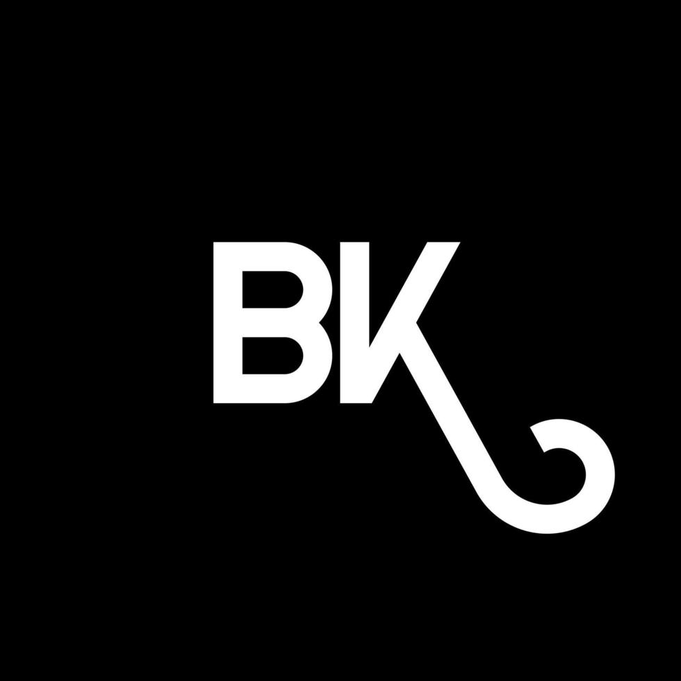 diseño de logotipo de letra bk sobre fondo negro. concepto de logotipo de letra de iniciales creativas bk. diseño de letras bk. bk diseño de letras blancas sobre fondo negro. bk, logotipo de bk vector