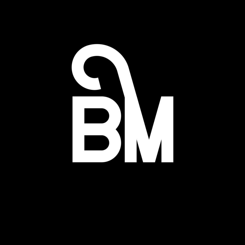 diseño de logotipo de letra bm sobre fondo negro. concepto de logotipo de letra de iniciales creativas bm. diseño de letras bm. diseño de letra bm blanco sobre fondo negro. bm, logotipo de bm vector