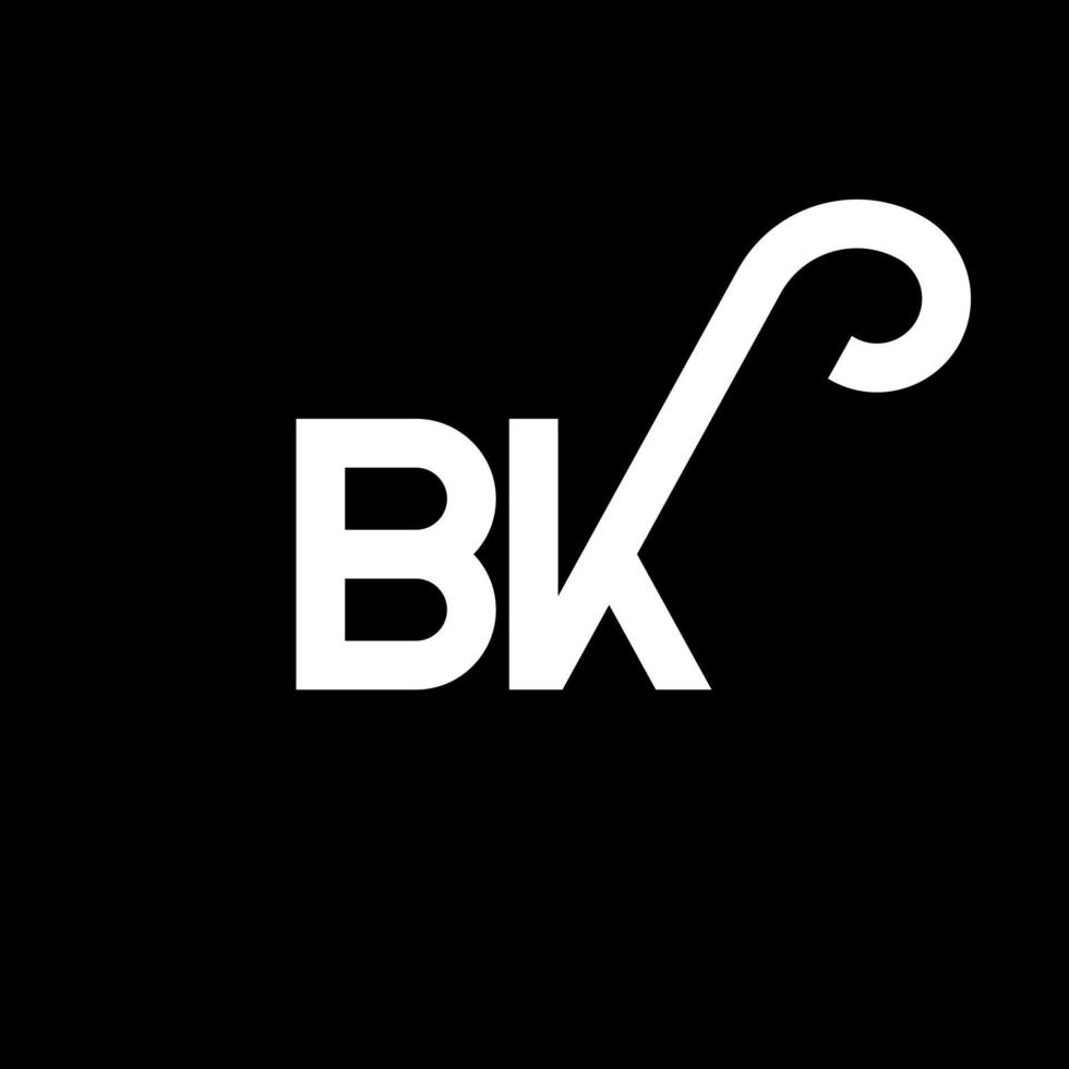 diseño de logotipo de letra bk sobre fondo negro. concepto de logotipo de letra de iniciales creativas bk. diseño de letras bk. bk diseño de letras blancas sobre fondo negro. bk, logotipo de bk vector