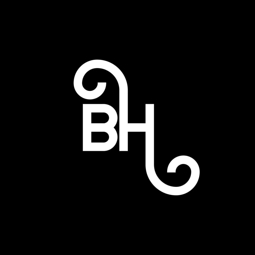 BH letter logo design on black background. BH creative initials letter