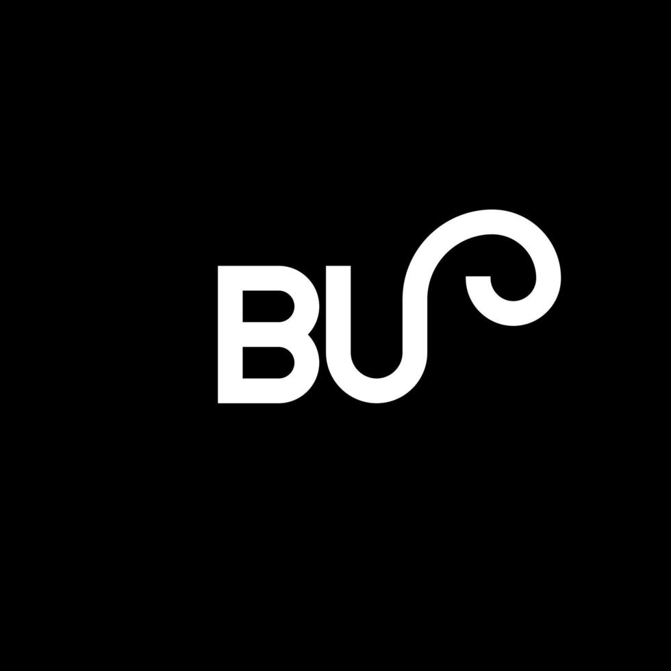 diseño de logotipo de letra bu sobre fondo negro. bu concepto creativo del logotipo de la letra inicial. bu diseño de letras. bu diseño de letras blancas sobre fondo negro. bu, bu logotipo vector