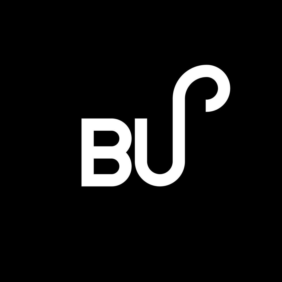 diseño de logotipo de letra bu sobre fondo negro. bu concepto creativo del logotipo de la letra inicial. bu diseño de letras. bu diseño de letras blancas sobre fondo negro. bu, bu logotipo vector