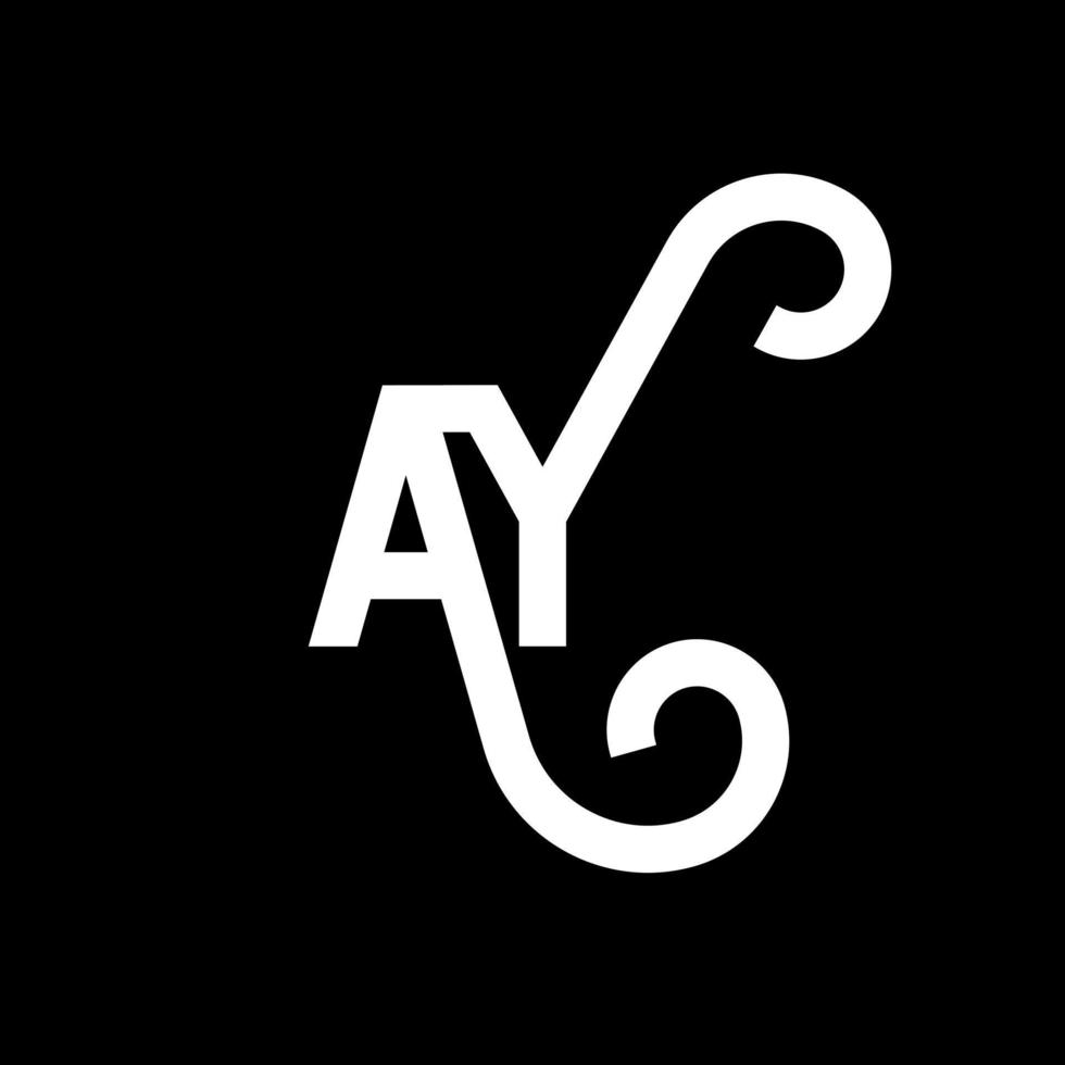 AY letter logo design on black background. AY creative initials letter logo concept. ay letter design. AY white letter design on black background. A Y, a y logo vector