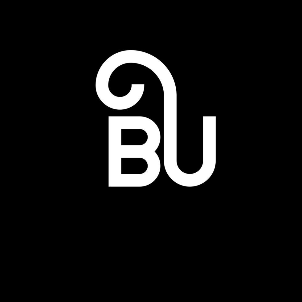 diseño de logotipo de letra bu sobre fondo negro. bu concepto creativo del logotipo de la letra inicial. bu diseño de letras. bu diseño de letras blancas sobre fondo negro. bu, bu logotipo vector