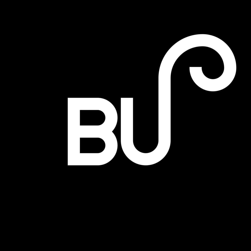 diseño de logotipo de letra bu sobre fondo negro. bu concepto creativo del logotipo de la letra inicial. bu diseño de letras. bu diseño de letras blancas sobre fondo negro. bu, bu logotipo vector