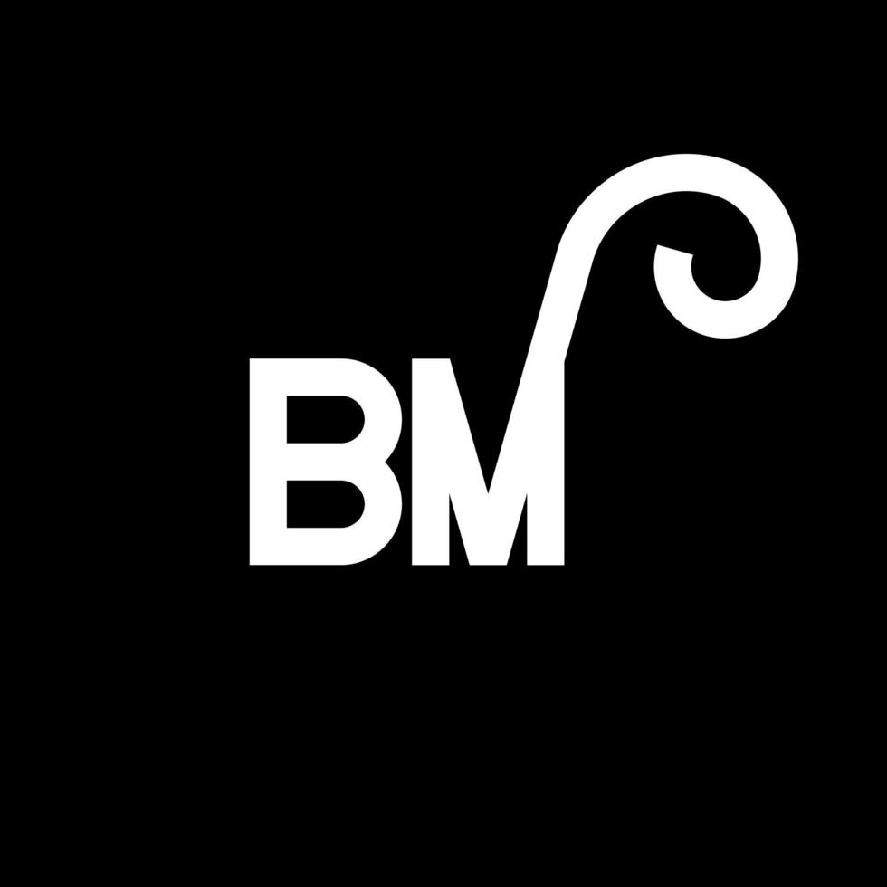 diseño de logotipo de letra bm sobre fondo negro. concepto de logotipo de letra de iniciales creativas bm. diseño de letras bm. diseño de letra bm blanco sobre fondo negro. bm, logotipo de bm vector