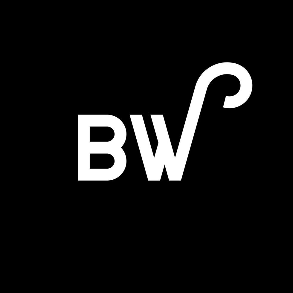 diseño de logotipo de letra bw sobre fondo negro. concepto de logotipo de letra de iniciales creativas bw. diseño de letras bw. bw diseño de letras blancas sobre fondo negro. bw, logotipo de bw vector