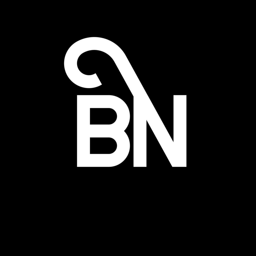 diseño de logotipo de letra bn sobre fondo negro. concepto de logotipo de letra de iniciales creativas bn. diseño de letras bn. bn diseño de letras blancas sobre fondo negro. bn, logotipo de bn vector