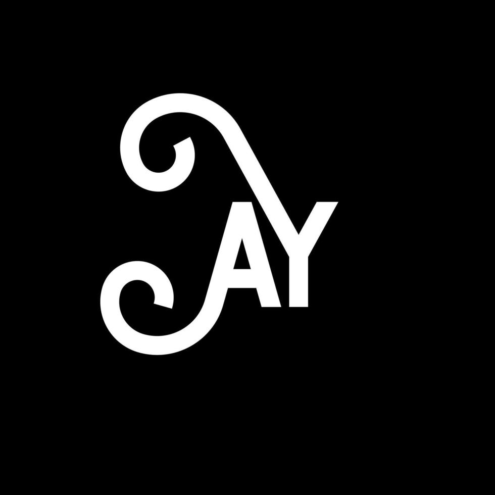 diseño del logotipo de la letra ay sobre fondo negro. ay concepto creativo del logotipo de la letra de las iniciales. Ay diseño de letras. ay diseño de letras blancas sobre fondo negro. sí, sí logotipo vector