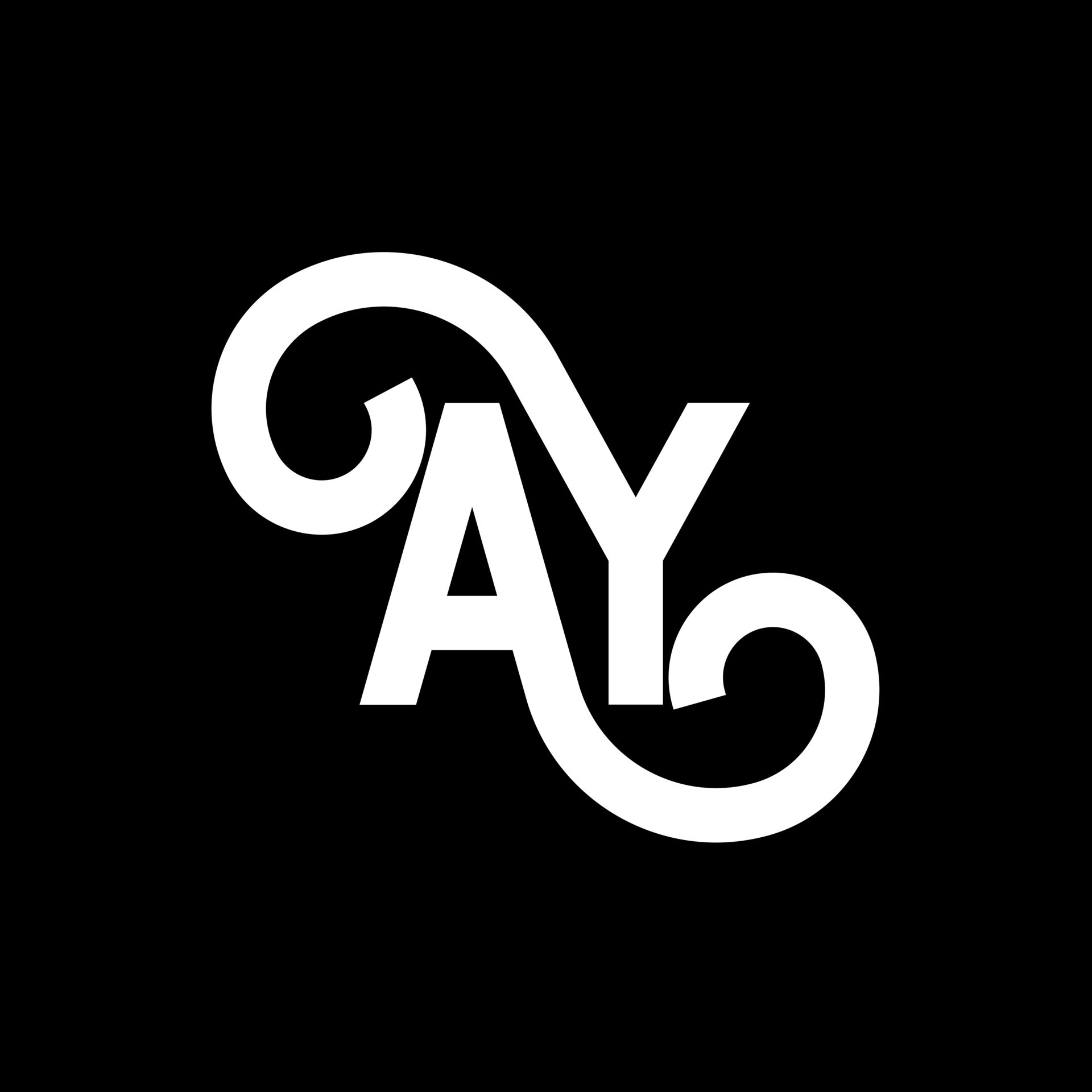 diseño del logotipo de la letra ay sobre fondo negro. ay concepto