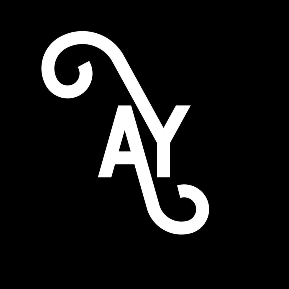 diseño del logotipo de la letra ay sobre fondo negro. ay concepto creativo del logotipo de la letra de las iniciales. Ay diseño de letras. ay diseño de letras blancas sobre fondo negro. sí, sí logotipo vector