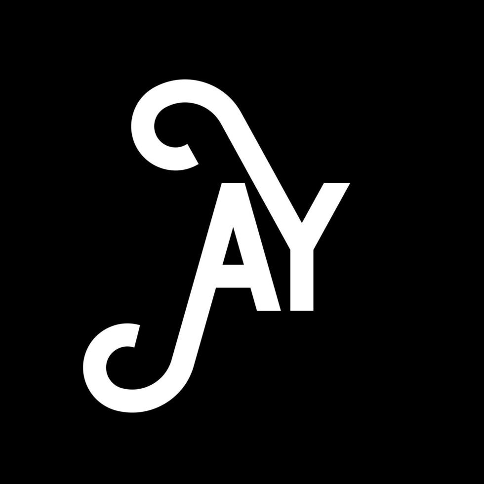 diseño del logotipo de la letra ay sobre fondo negro. ay concepto creativo del logotipo de la letra de las iniciales. Ay diseño de letras. ay diseño de letras blancas sobre fondo negro. sí, sí logotipo vector