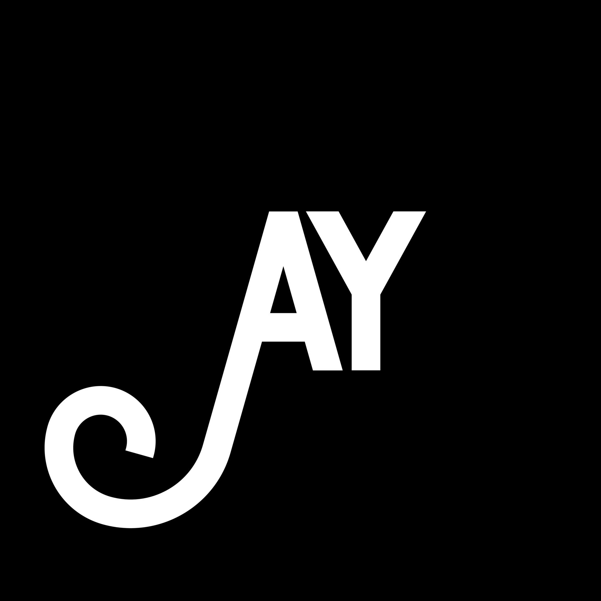 AY letter logo design on black background. AY creative initials letter