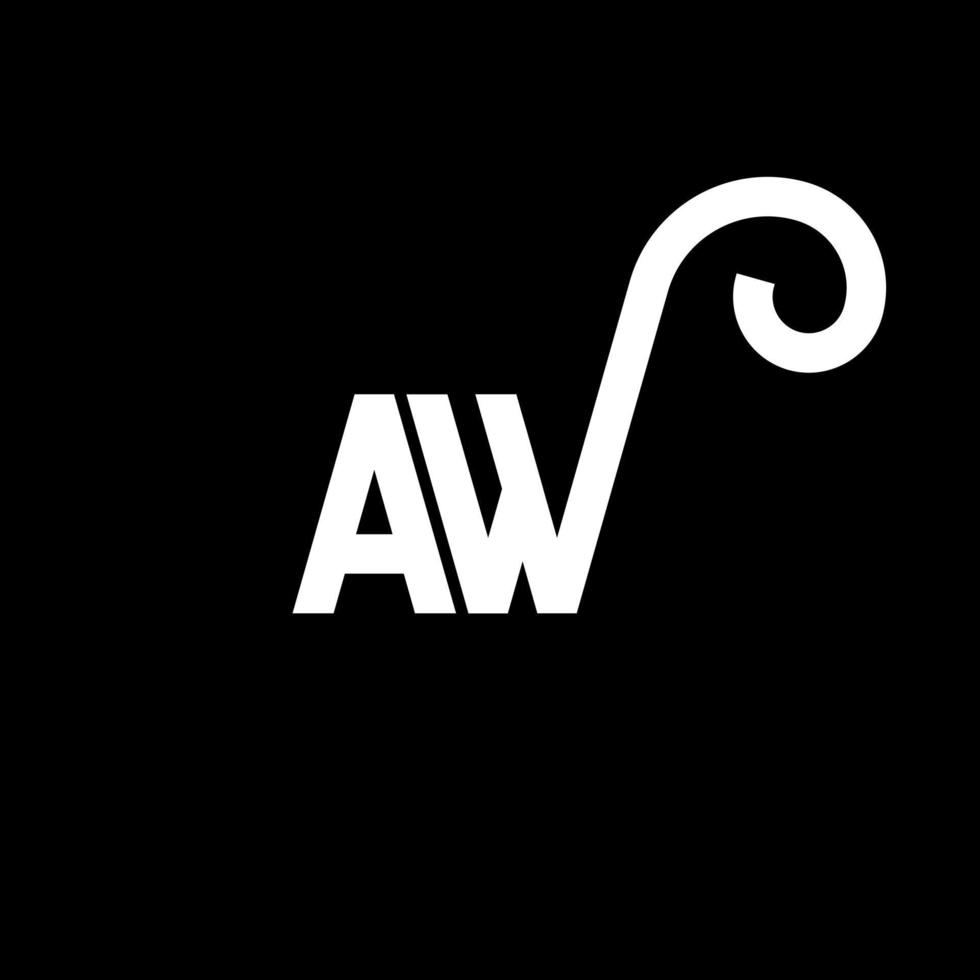 diseño de logotipo de letra aw sobre fondo negro. concepto creativo del logotipo de la letra de las iniciales. diseño de letra aw. aw diseño de letras blancas sobre fondo negro. aw, aw logotipo vector