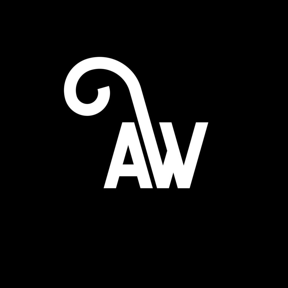 diseño de logotipo de letra aw sobre fondo negro. concepto creativo del logotipo de la letra de las iniciales. diseño de letra aw. aw diseño de letras blancas sobre fondo negro. aw, aw logotipo vector