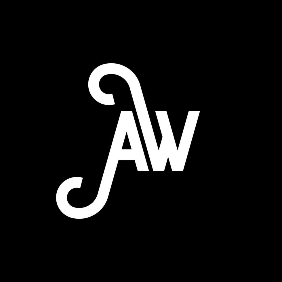 diseño de logotipo de letra aw sobre fondo negro. concepto creativo del logotipo de la letra de las iniciales. diseño de letra aw. aw diseño de letras blancas sobre fondo negro. aw, aw logotipo vector