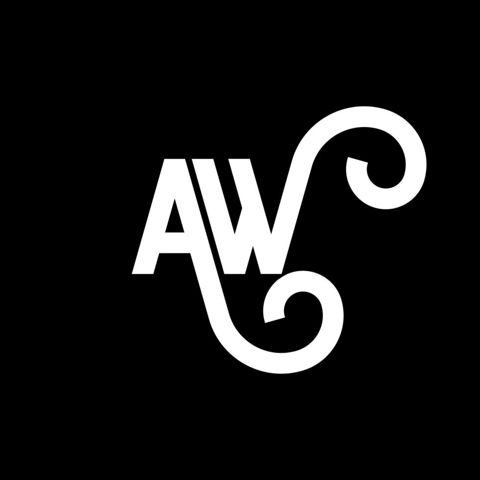 diseño de logotipo de letra aw sobre fondo negro. concepto creativo del logotipo de la letra de las iniciales. diseño de letra aw. aw diseño de letras blancas sobre fondo negro. aw, aw logotipo vector