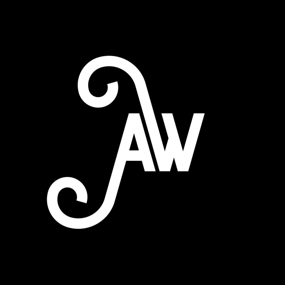 diseño de logotipo de letra aw sobre fondo negro. concepto creativo del logotipo de la letra de las iniciales. diseño de letra aw. aw diseño de letras blancas sobre fondo negro. aw, aw logotipo vector