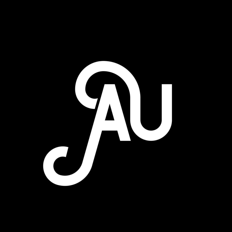 AU letter logo design on black background. AU creative initials letter logo concept. au letter design. AU white letter design on black background. A U, a u logo vector