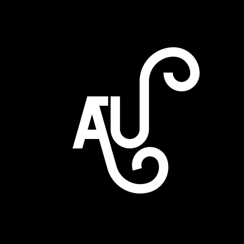 AU letter logo design on black background. AU creative initials letter logo concept. au letter design. AU white letter design on black background. A U, a u logo vector