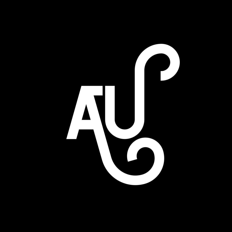 AU letter logo design on black background. AU creative initials letter logo concept. au letter design. AU white letter design on black background. A U, a u logo vector