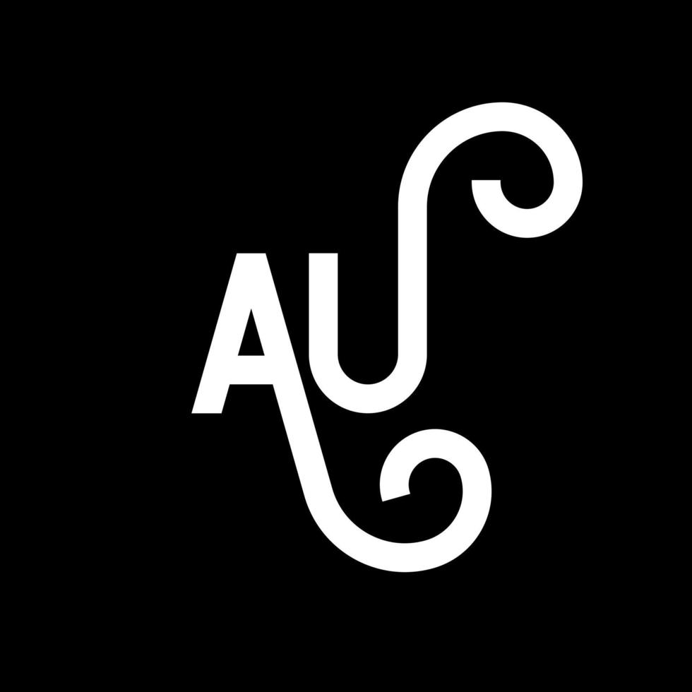 AU letter logo design on black background. AU creative initials letter logo concept. au letter design. AU white letter design on black background. A U, a u logo vector