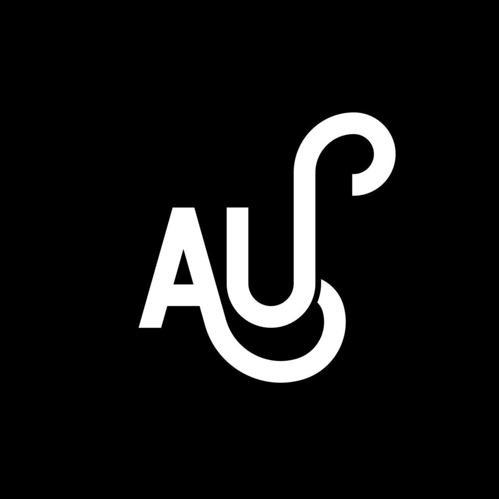 AU letter logo design on black background. AU creative initials letter logo concept. au letter design. AU white letter design on black background. A U, a u logo vector