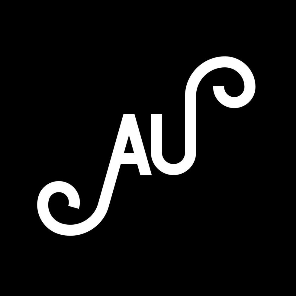 AU letter logo design on black background. AU creative initials letter logo concept. au letter design. AU white letter design on black background. A U, a u logo vector