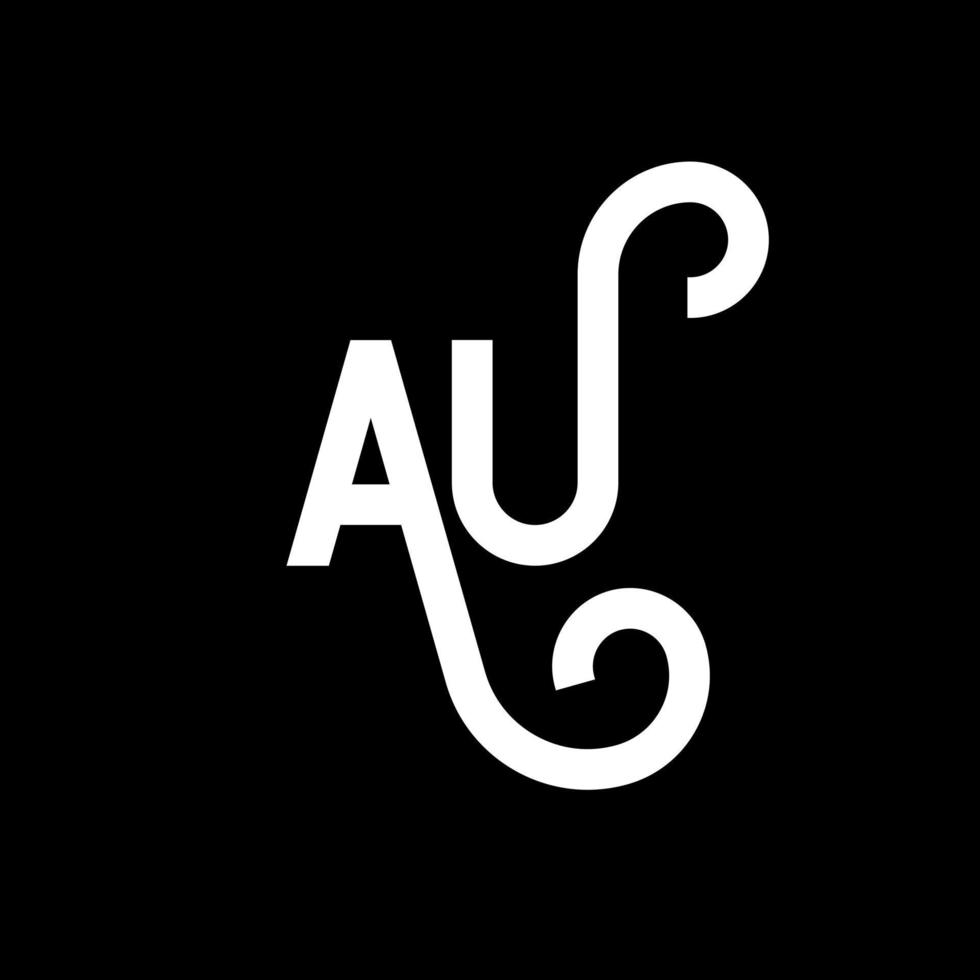 AU letter logo design on black background. AU creative initials letter logo concept. au letter design. AU white letter design on black background. A U, a u logo vector