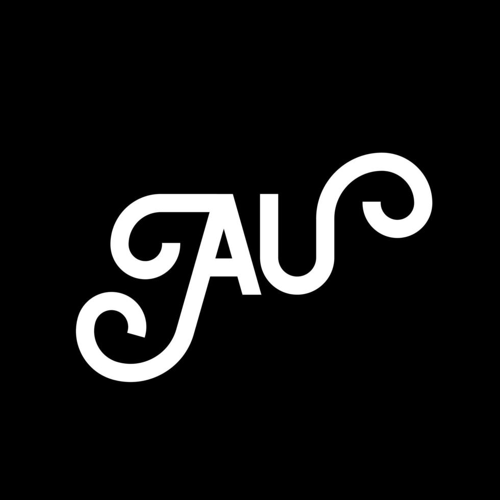 AU letter logo design on black background. AU creative initials letter logo concept. au letter design. AU white letter design on black background. A U, a u logo vector
