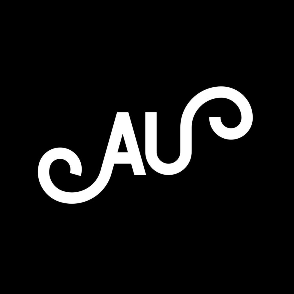 AU letter logo design on black background. AU creative initials letter logo concept. au letter design. AU white letter design on black background. A U, a u logo vector