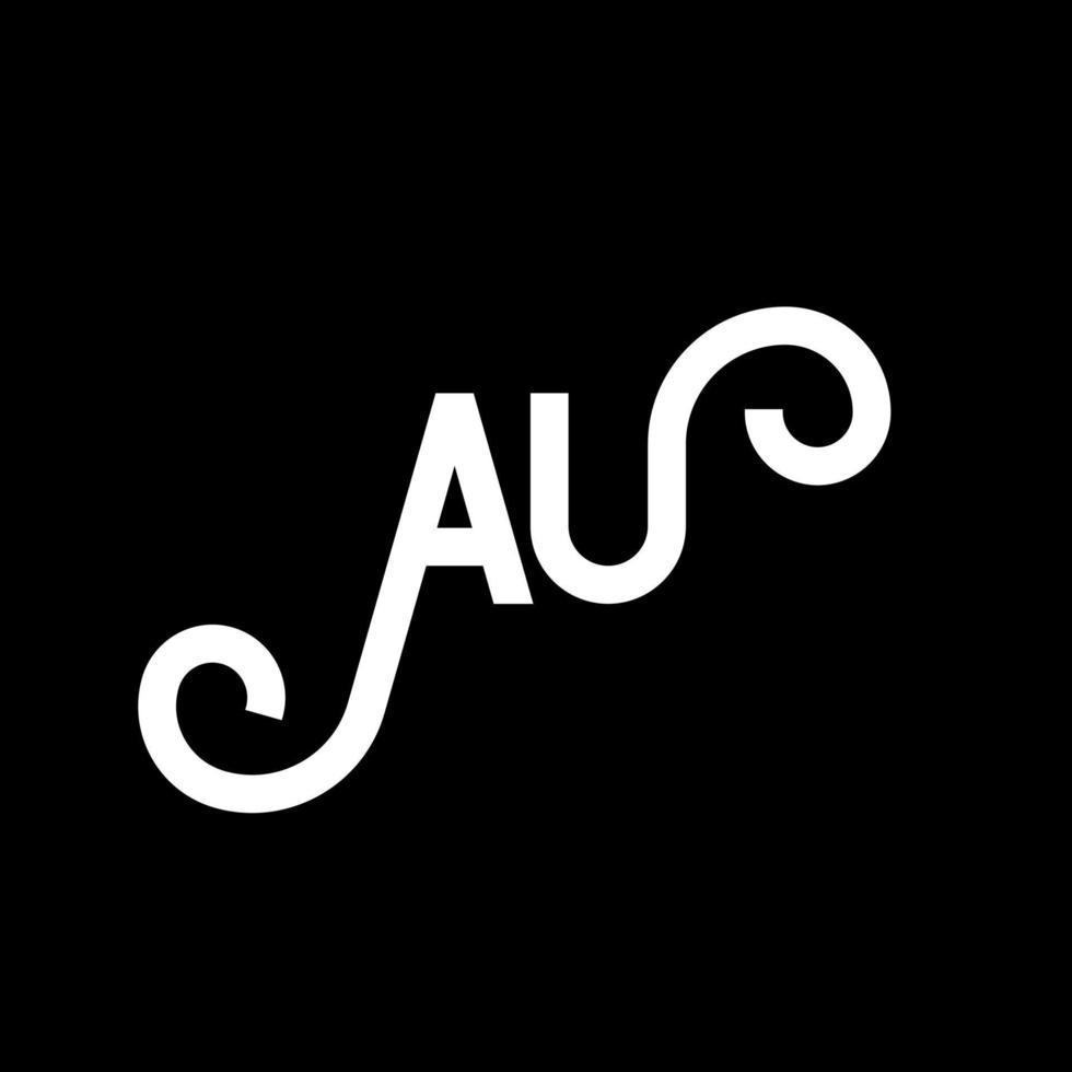 AU letter logo design on black background. AU creative initials letter logo concept. au letter design. AU white letter design on black background. A U, a u logo vector